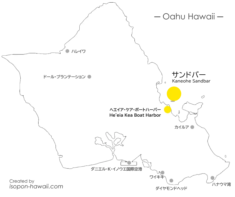 サンドバーツアーの場所と出発港の地図