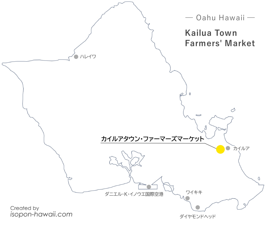 カイルアタウン・ファーマーズマーケットの場所を示す地図