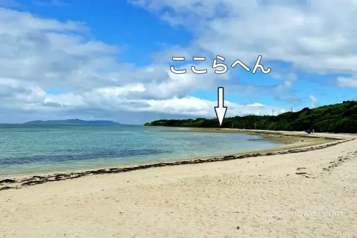 コンドイ浜から見たニーラン神石の場所