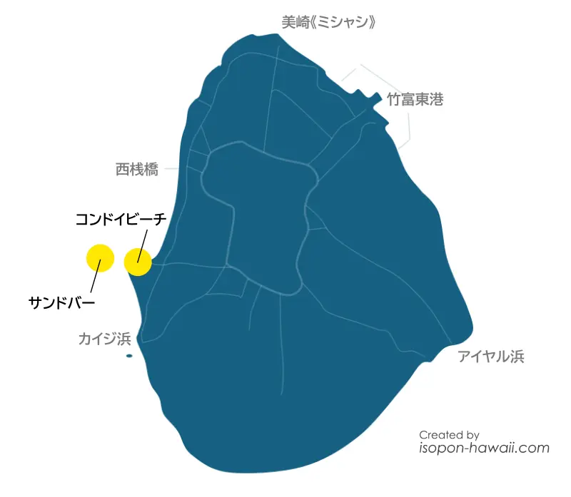 竹富島 コンドイビーチとサンドバーの地図