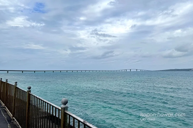 展望スポット(海浜Ⅰと海浜Ⅱ)から見る伊良部大橋