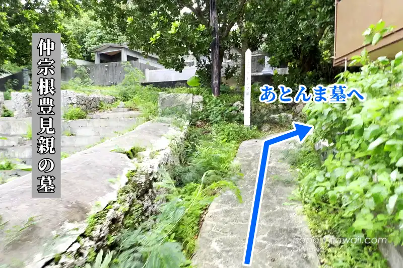 仲宗根豊見親の墓からあとんま墓へ行く道