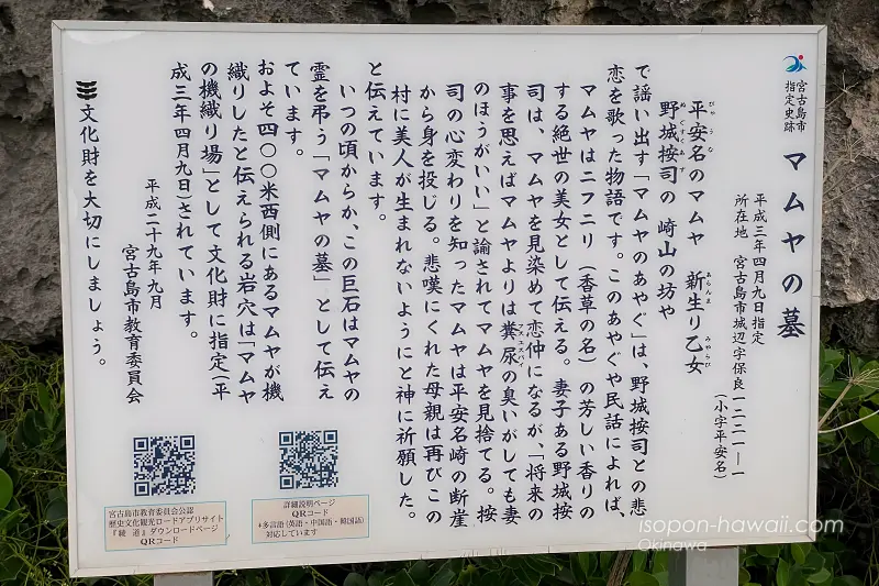 マムヤの墓の案内板